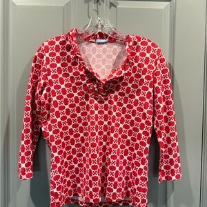 J. McLaughlin Red and White Blouse